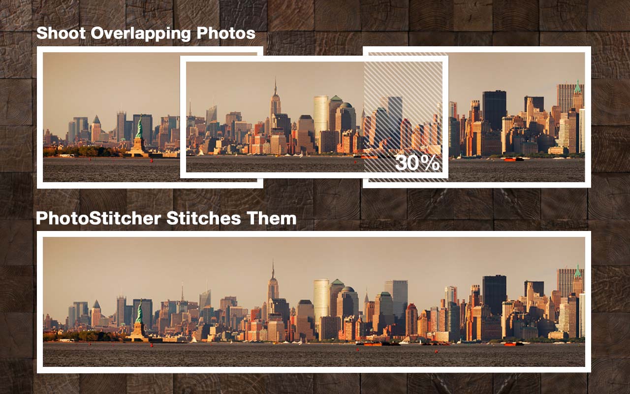 Shoot overlapping photos and PhotoStitcher stitches them all